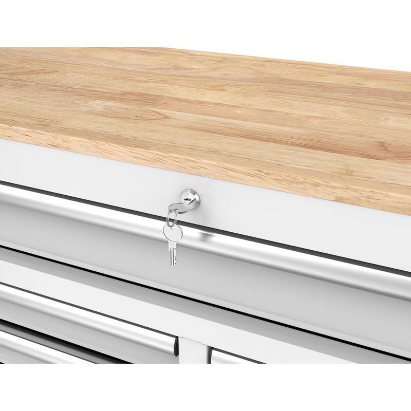 46 in. Gloss White Mobile Workbench Cabinet Q669