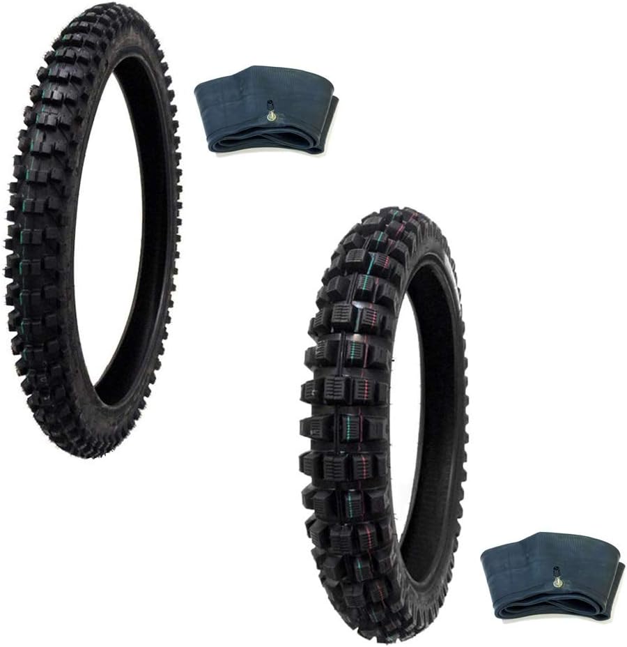 Off Road Knobby Front Tire 80/100-21 with Inner Tube + Rear Tire 100/90-19 with Inner Tube F4947