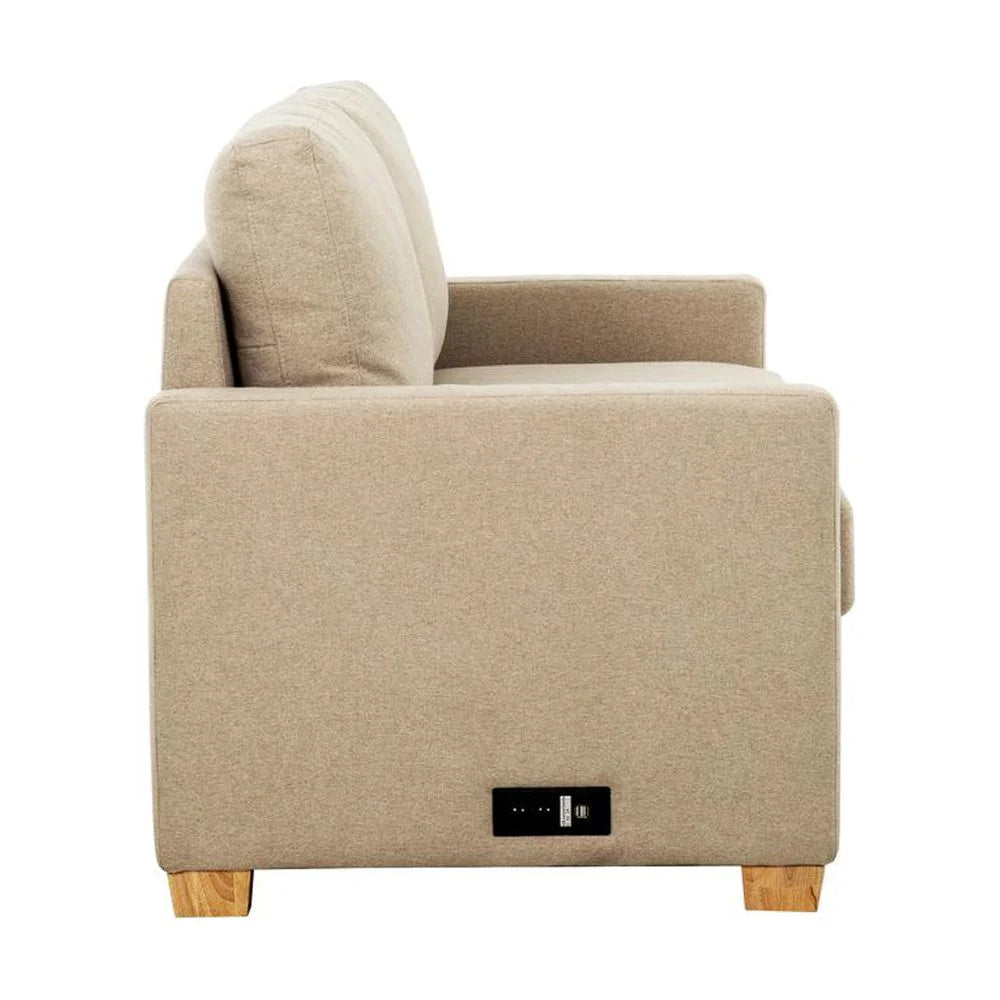 Beige Convertible Full Sleeper Sofa with USB Port K73354