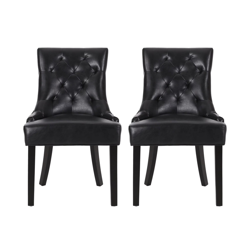 Faux Leather Dining Chairs, Set of 2, Midnight Black T1248