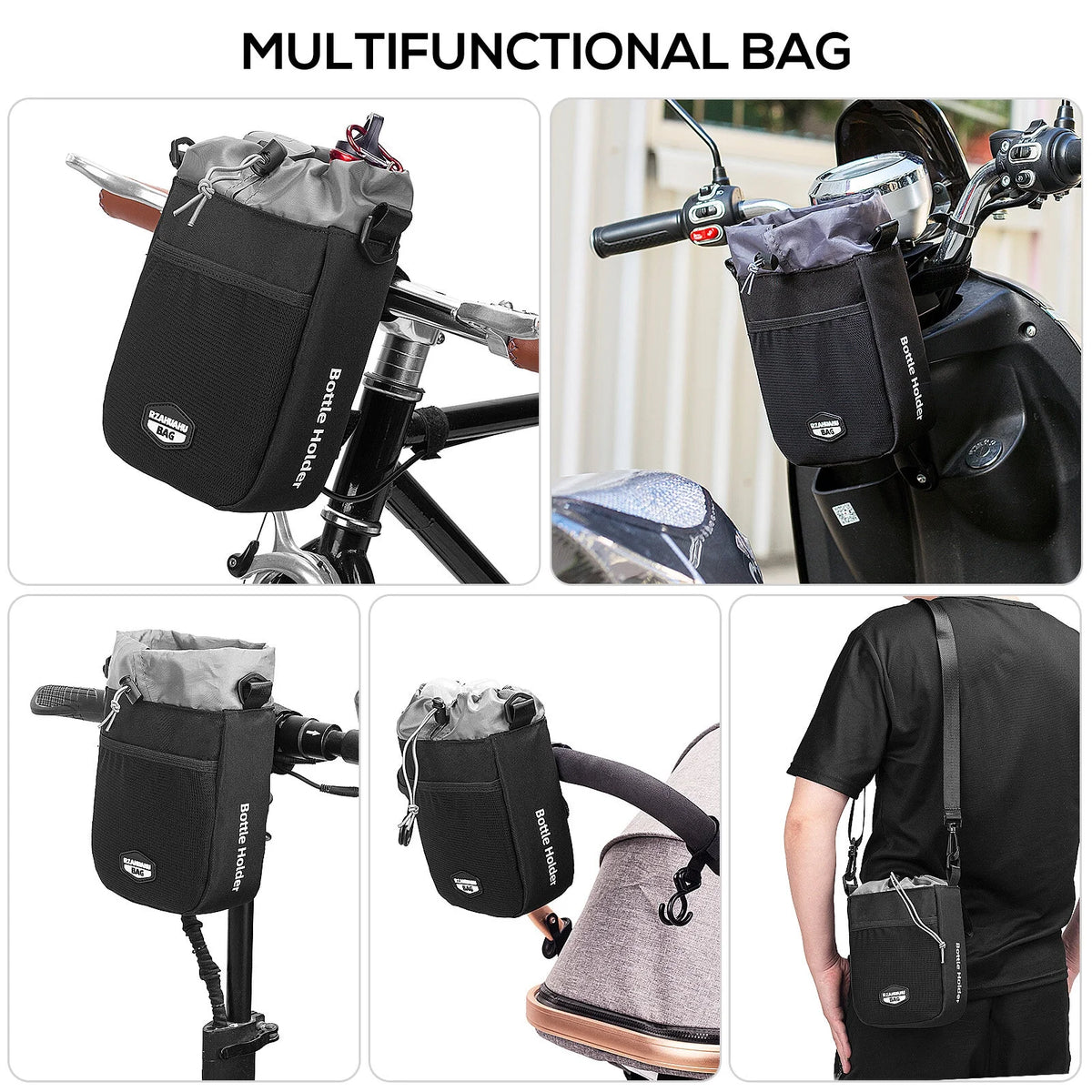 Insulated Bicycle Handlebar Water Bottle Holder Bag B334050