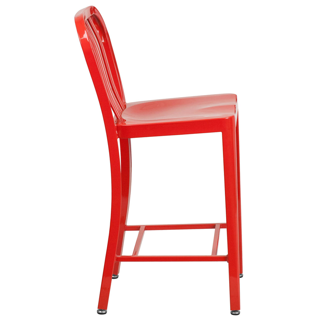 Red Metal Counter Stools O806