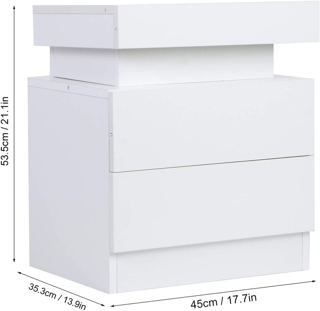 White 2 Drawer LED Nightstand J192937