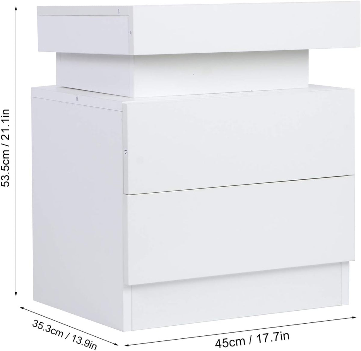 White 2 Drawer LED Nightstand J192937