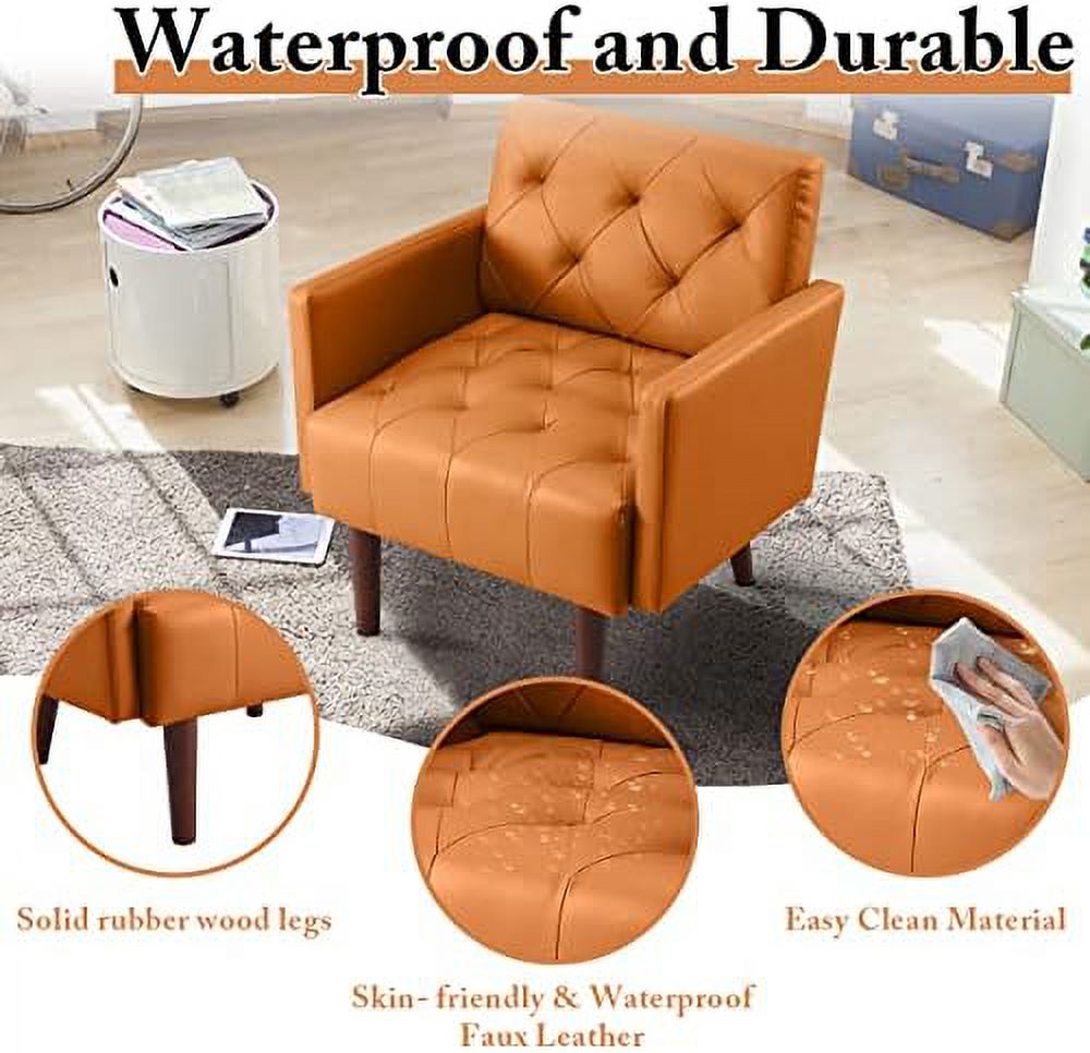 Faux Leather Tufted Accent Chair V407