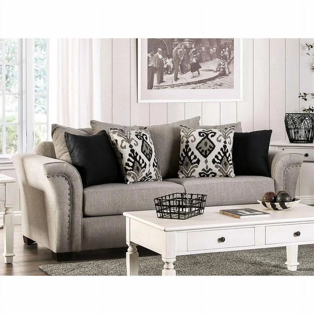 Light Taupe Brown Fabric Sofa W782
