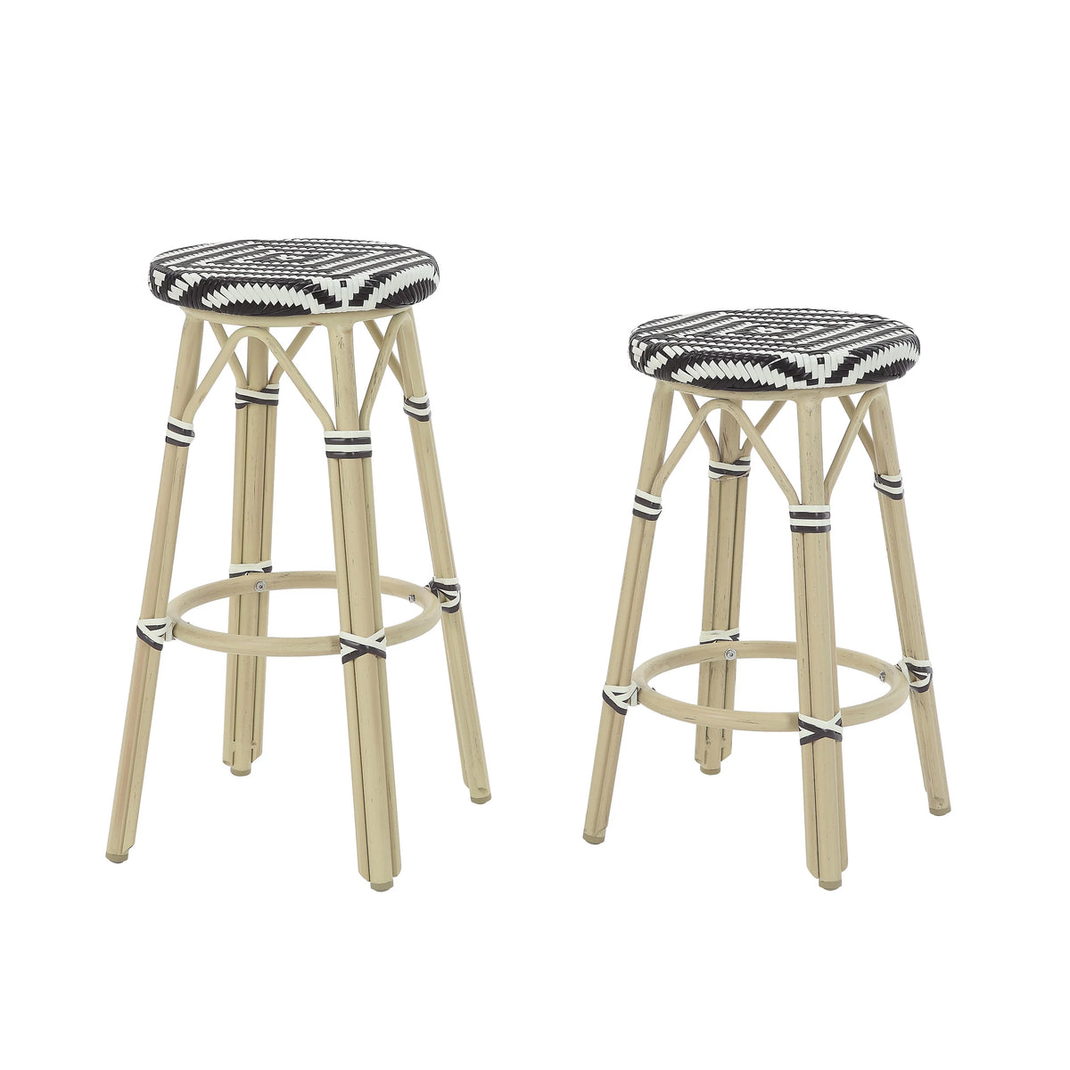 Round Wicker Patio Stools Set of 2 G946