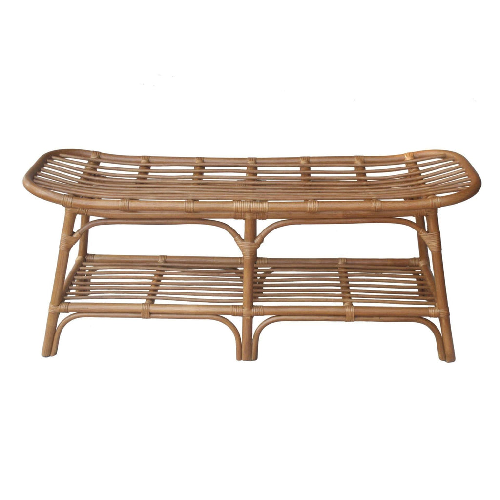 Rattan Bench with Shelf I8486