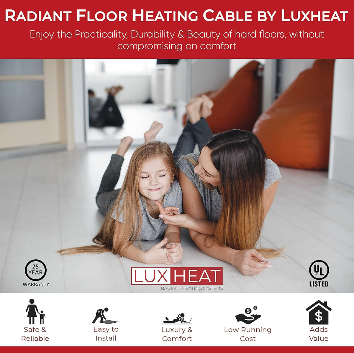 Electric Radiant Floor Heating Cable Set 20 Sqft with WiFi Programmable Thermostat P882937