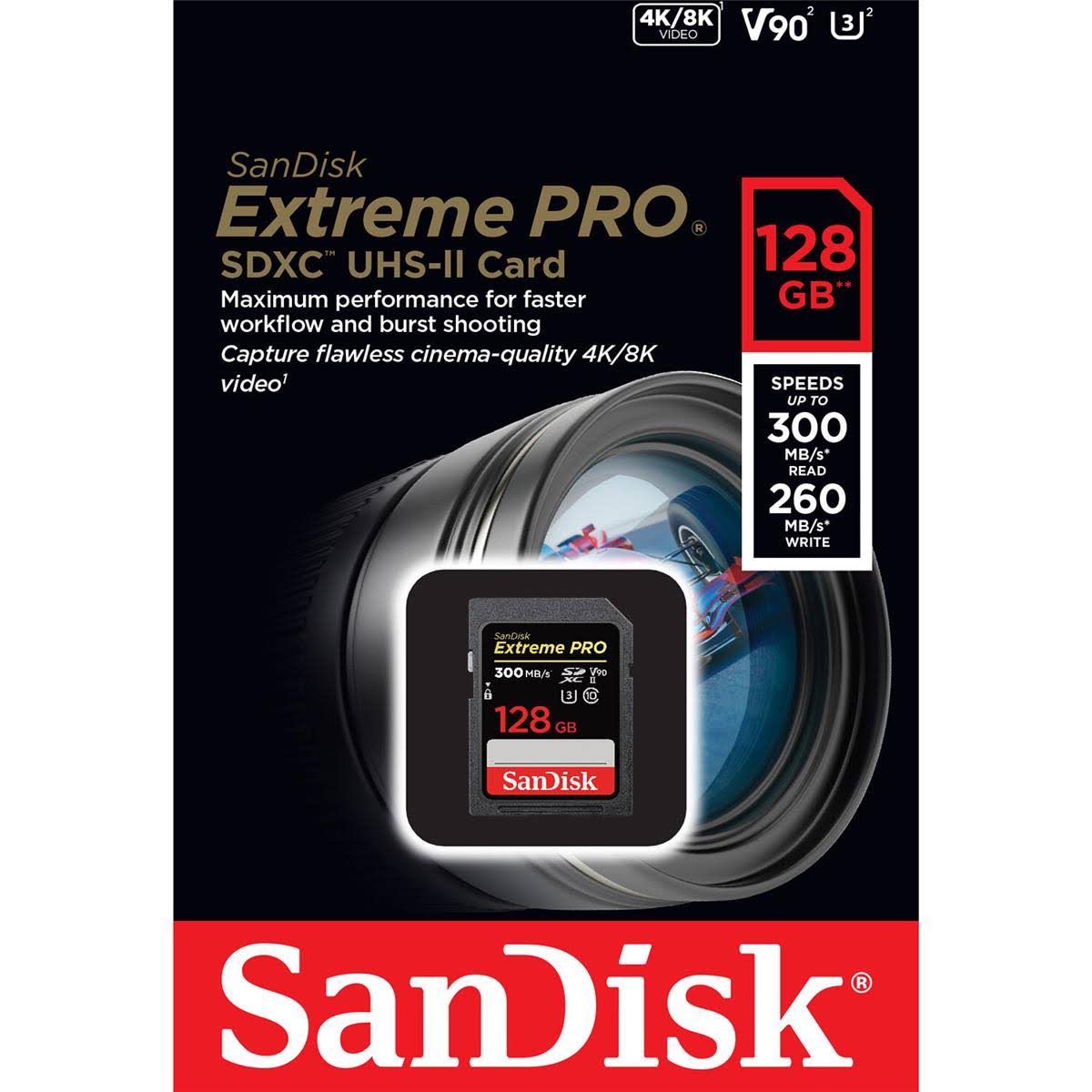 128GB Extreme Pro UHS-II V90 SDXC Memory Card Z401