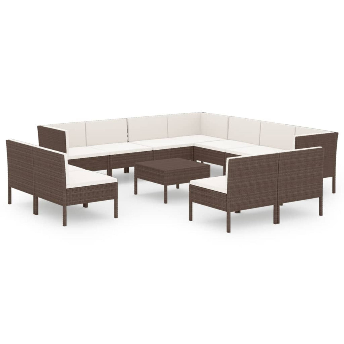 12 Piece Brown Poly Rattan Sectional Outdoor Furniture Set R96772
