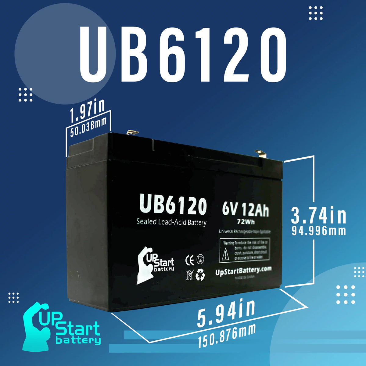 4x Pack 6V 12Ah Sealed Lead Acid Battery G29826