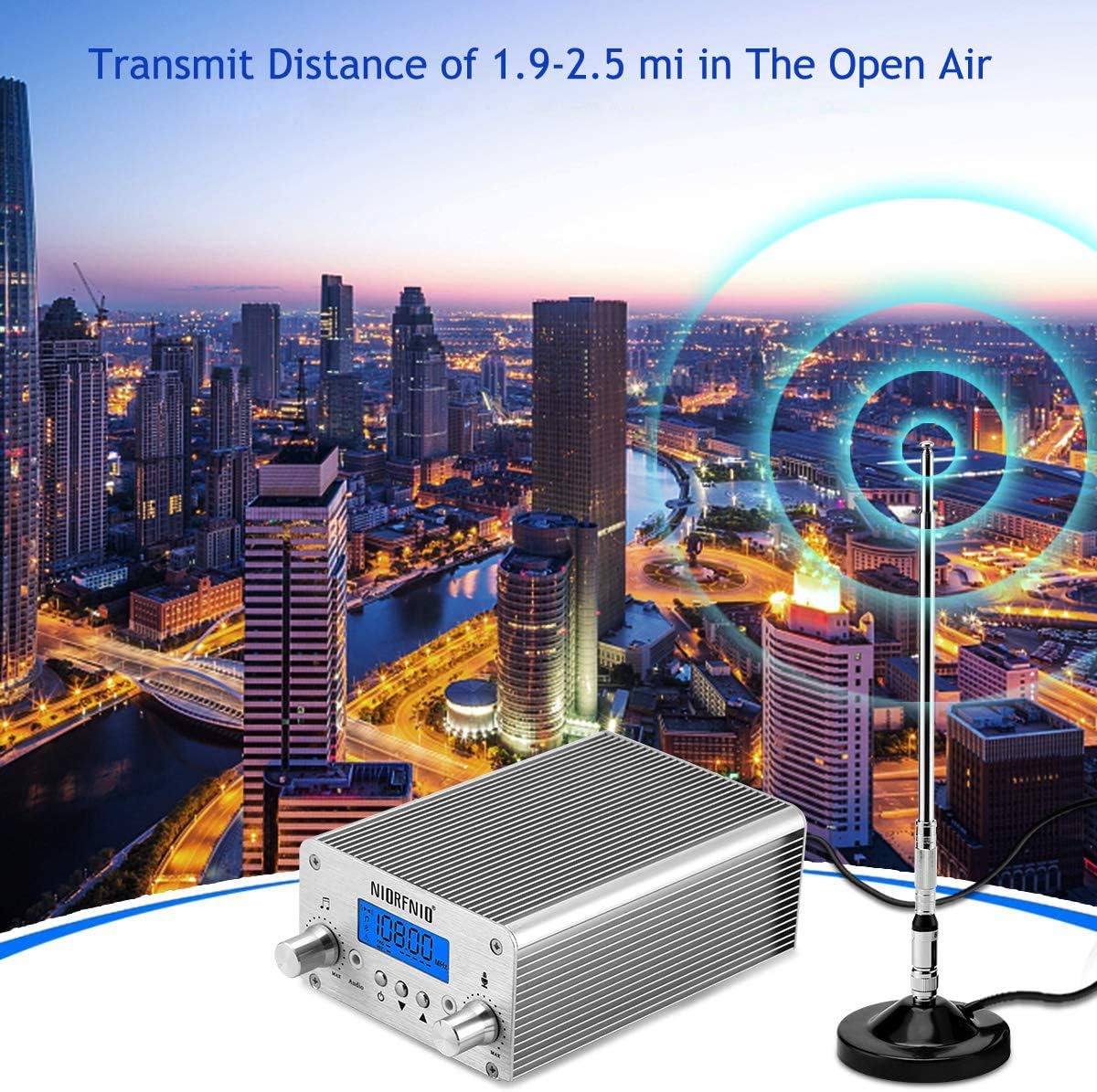 88.0-108.00MHz PLL FM Transmitter Radio Stereo Station Wireless Broadcast with TNC Antenna J7746