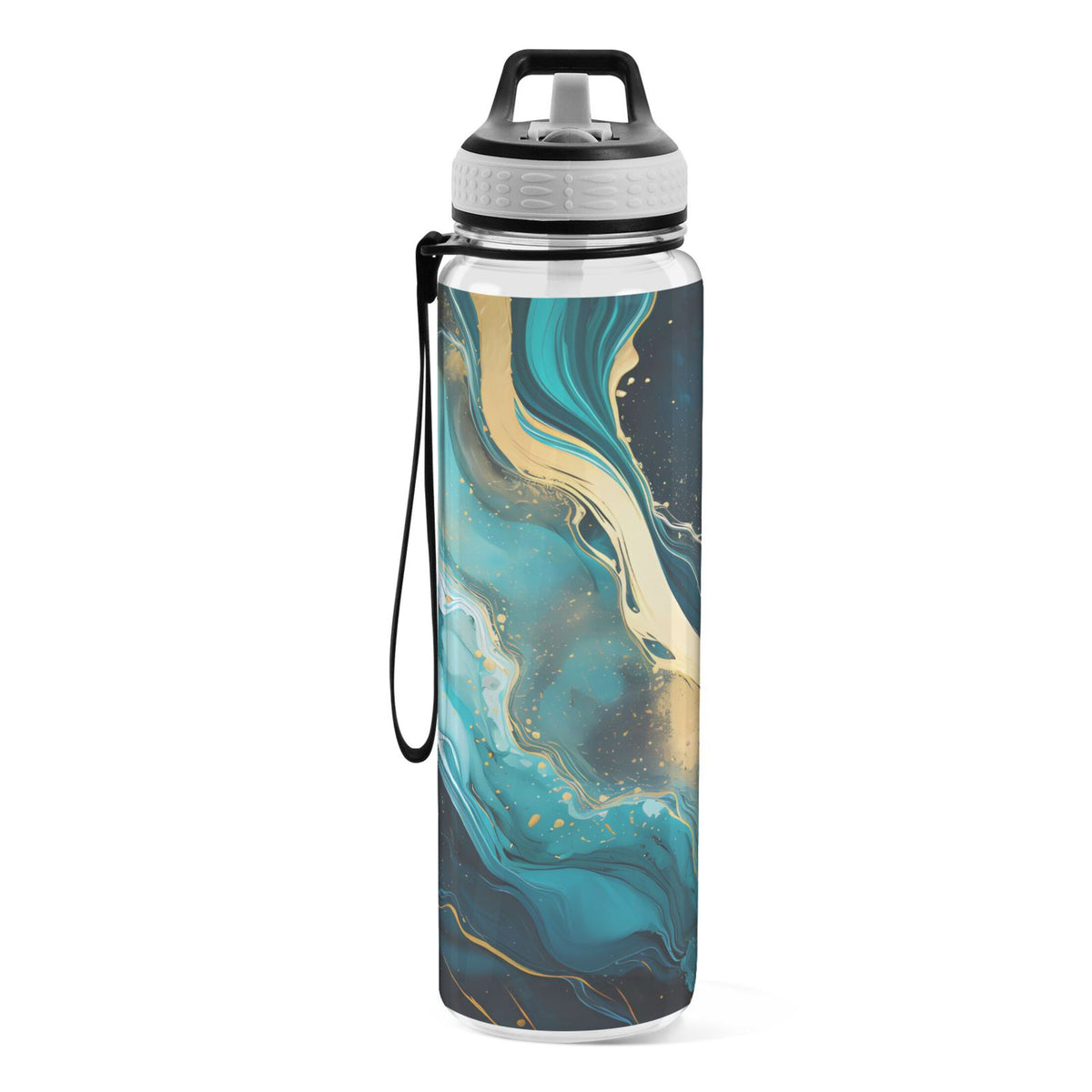 Green Marble and Golden 32oz Tritan Leakproof Sports Bottle with Straw X416717