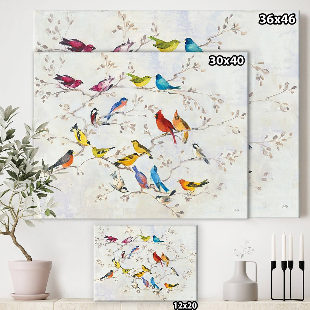Multi-Color Bird on Tree Canvas Art 40 x 30 in. B904282