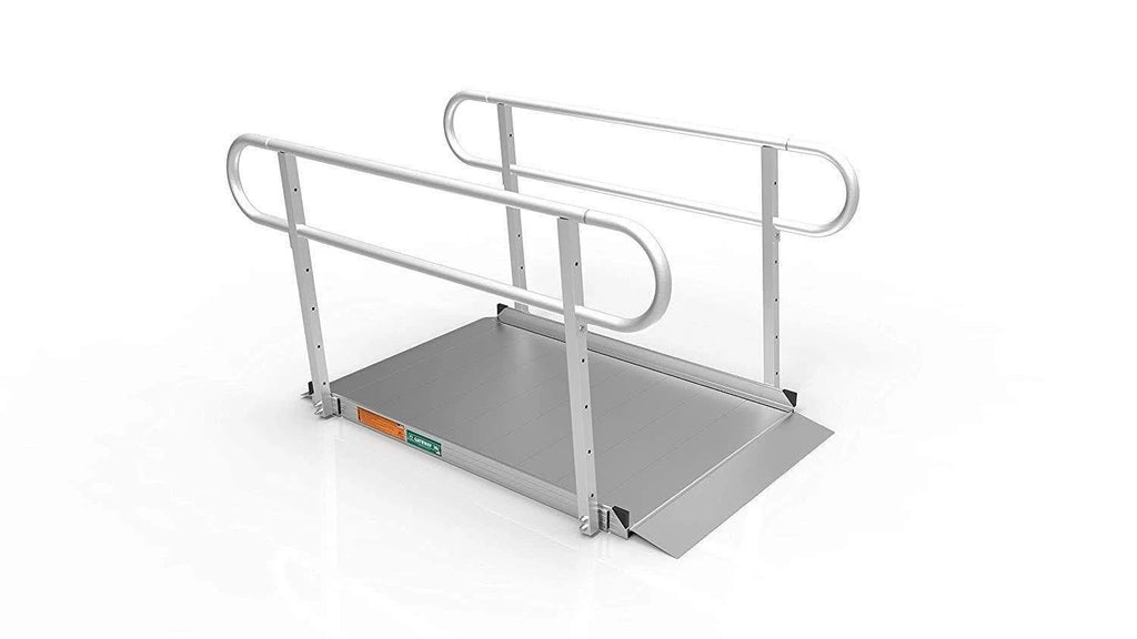 Portable Solid Surface Mobility Ramps with Two-Line Handrails - 3 Foot Z359