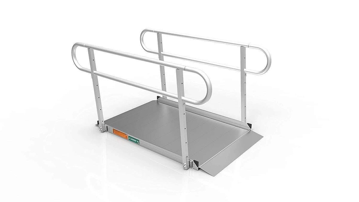 Portable Solid Surface Mobility Ramps with Two-Line Handrails - 3 Foot Z359
