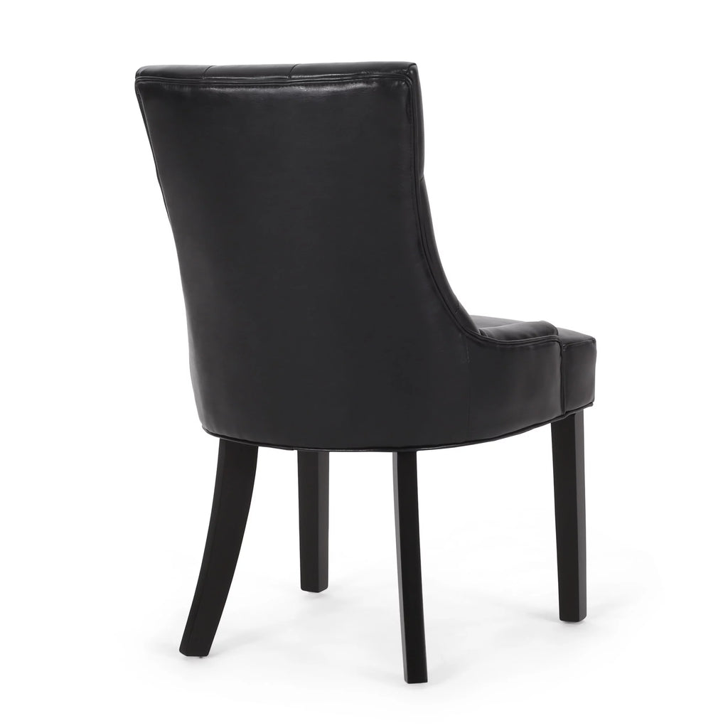 Faux Leather Dining Chairs, Set of 2, Midnight Black T1248