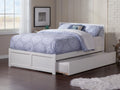 Queen Wood Platform Bed with Headboard Footboard & Twin XL Trundle White D860825
