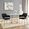 Black Velvet Dining Chairs Set of 2 with Armrest and Golden Chrome Legs C7826