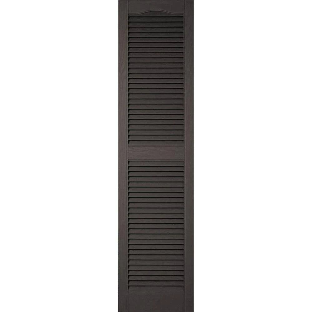 18 inchw x 50 inchh Vinyl Cathedral Top Center Mullion Open Louver Shutters with Shutter-Loks Per Pair A619