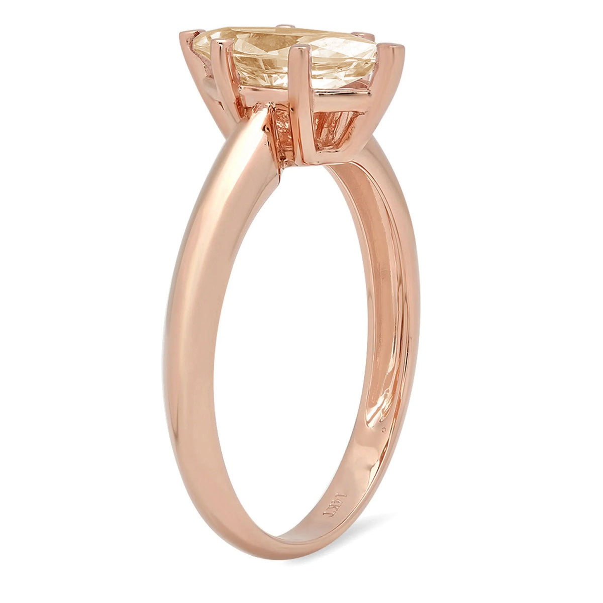 1.5ct Marquise Cut Brown Natural Morganite 18k Rose Gold Solitaire Ring Size 3.5 L9446