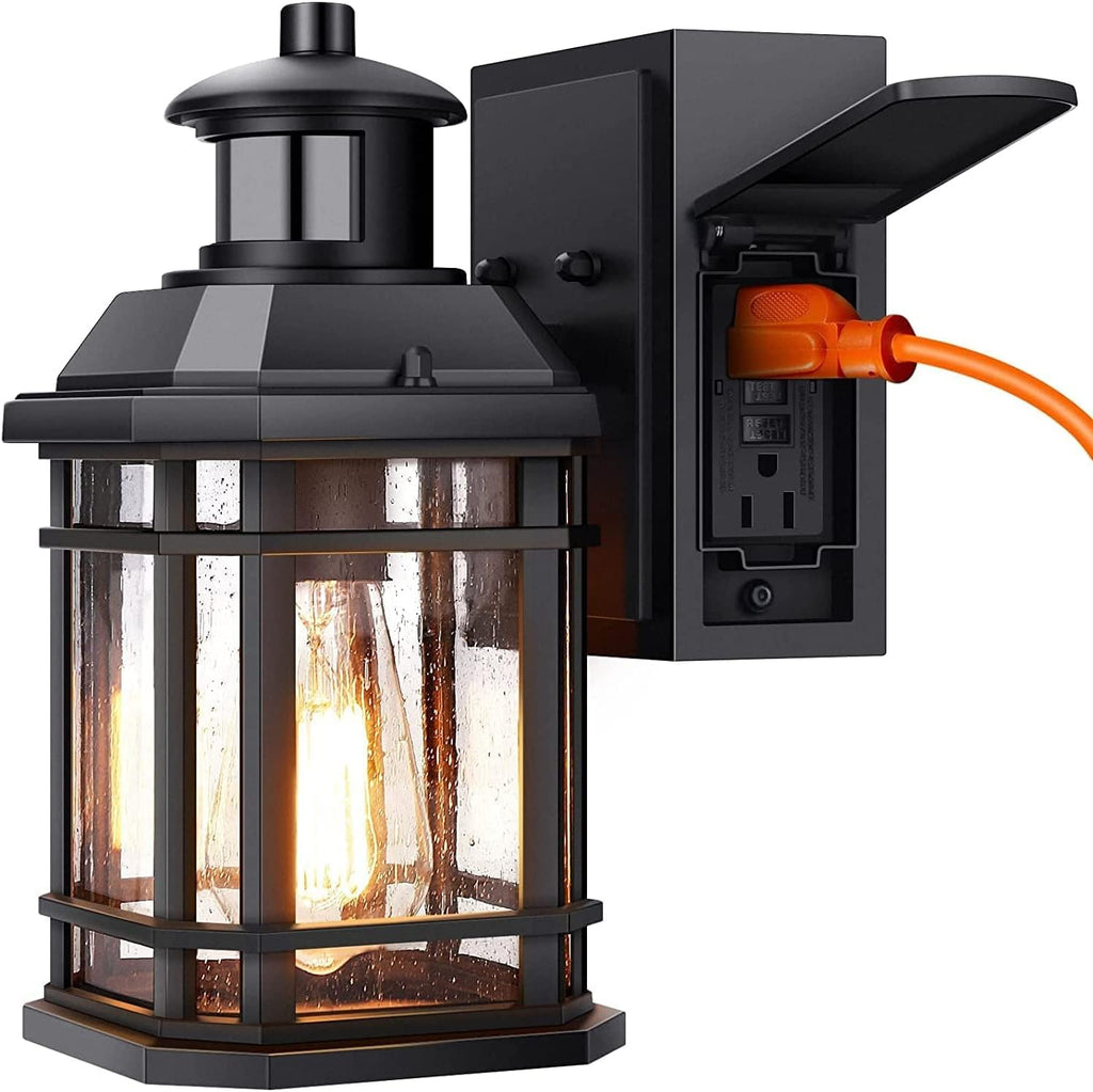 Outdoor Lights with Outlet, Motion Sensor Porch Light, Waterproof Aluminum Exterior Wall Light D885909