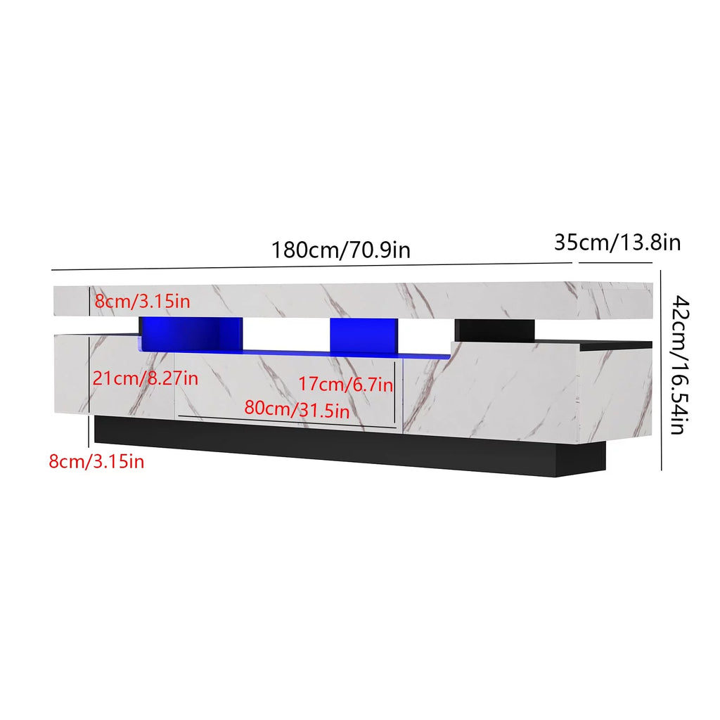 White High Gloss LED TV Stand with Storage B863955