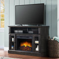 Dark Pine Finish Media Fireplace TV Stand V237