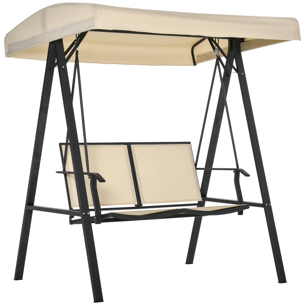 Beige 2-Person Patio Swing with Canopy J8850