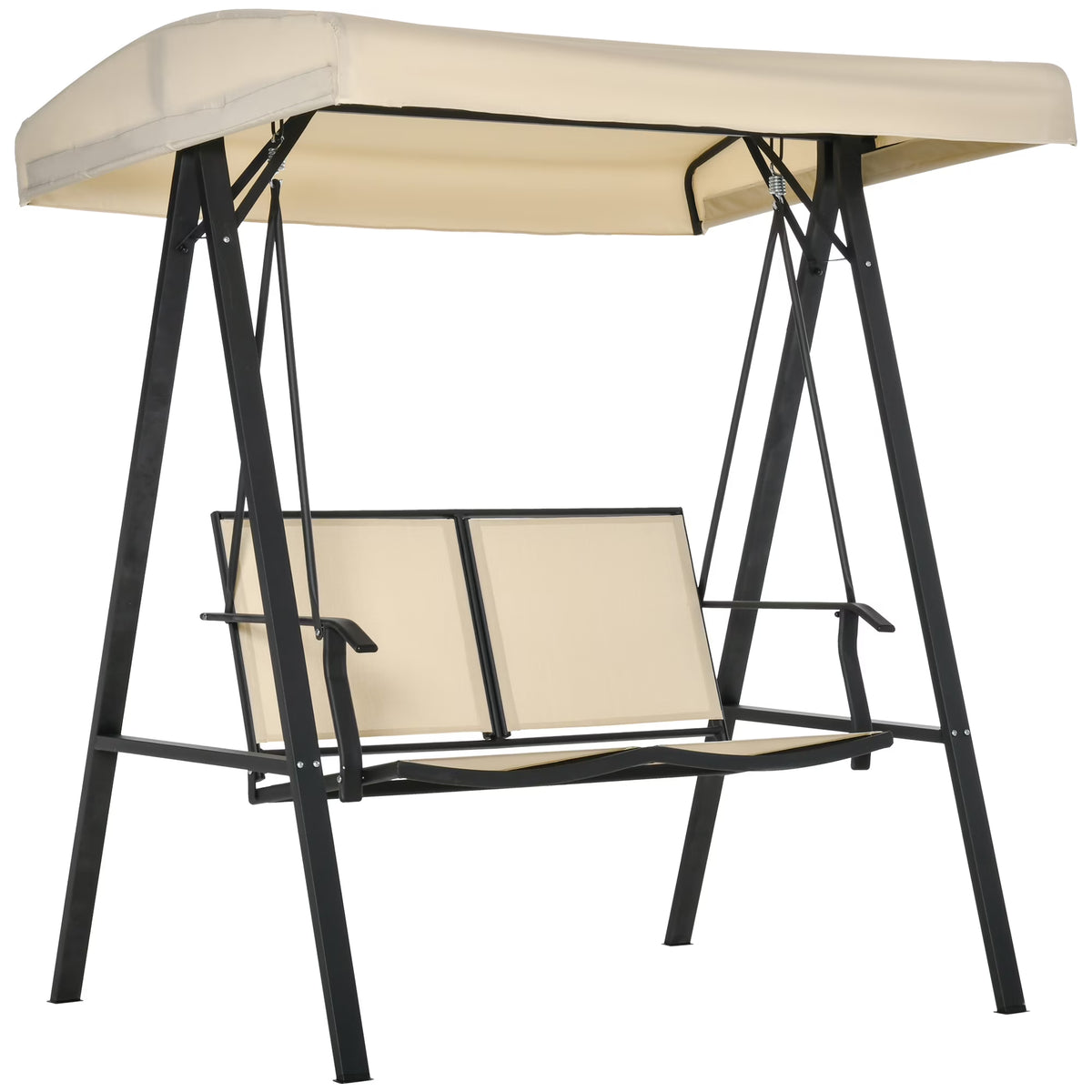 Beige 2-Person Patio Swing with Canopy J8850