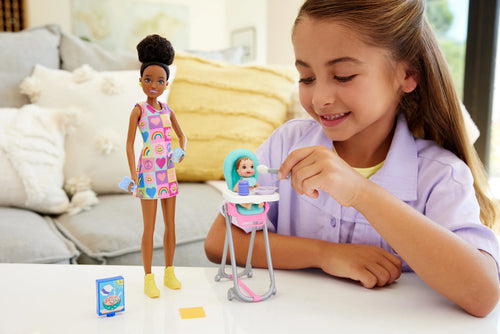 10 Piece Barbie Doll and Baby Playset K5422