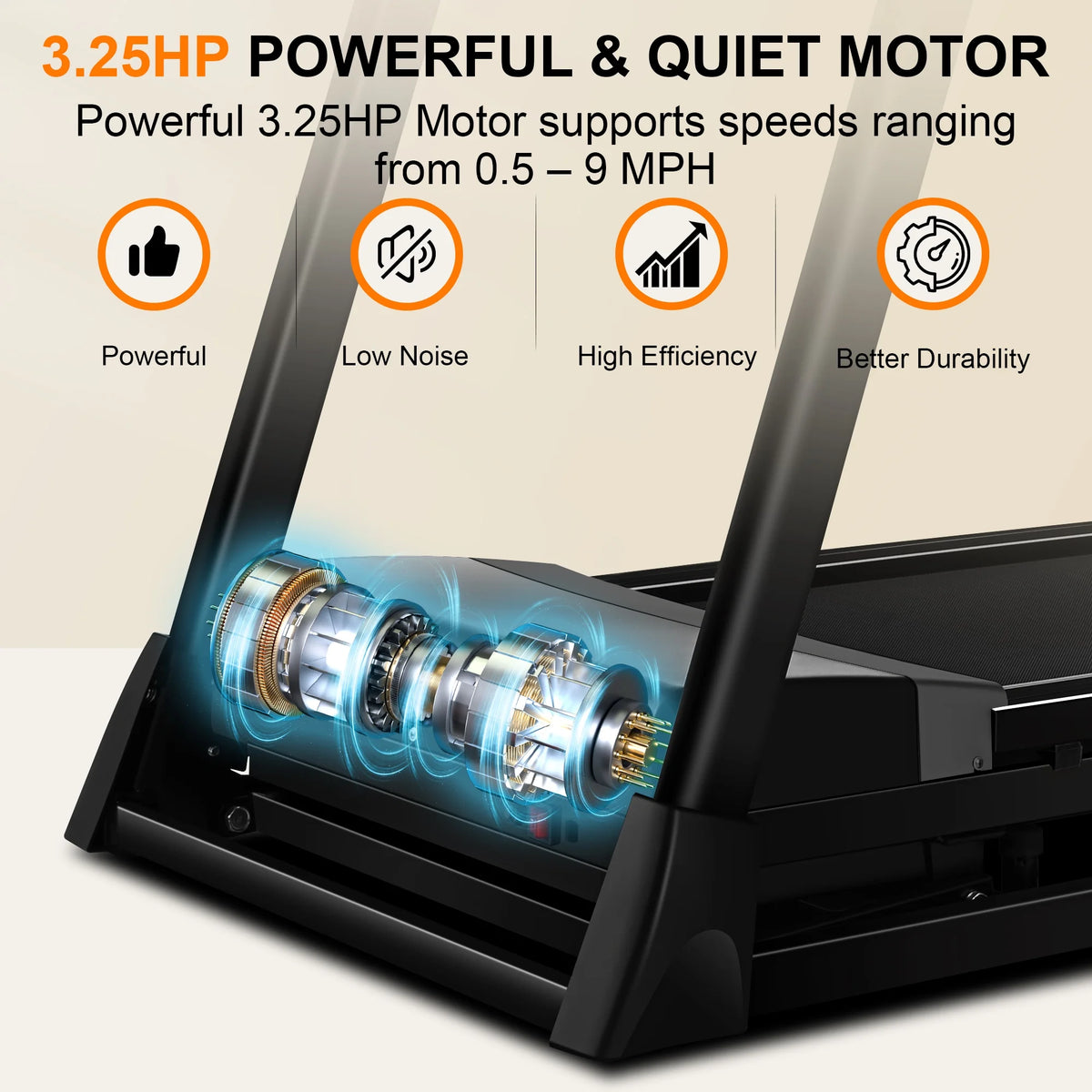 3.25 HP Folding Treadmill with 15 Level Auto Incline G209886