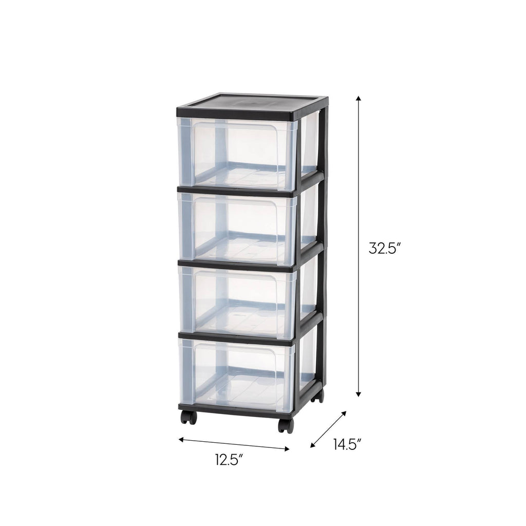 Black 4-Drawer Narrow Cart, 2 Pack T630