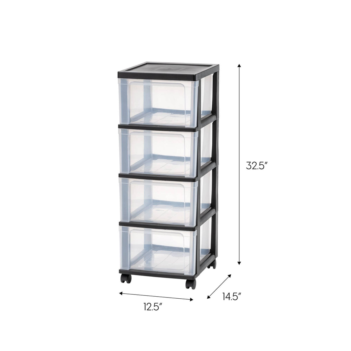 Black 4-Drawer Narrow Cart, 2 Pack T630