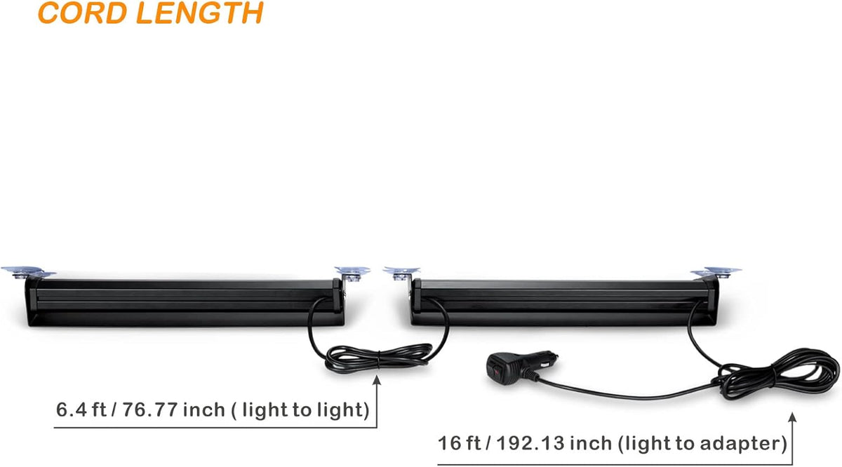 2-in-1 LED Strobe Amber White Emergency Dash Light Bars Pack of 2 Z957999