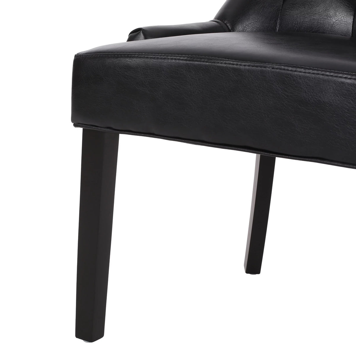 Faux Leather Dining Chairs, Set of 2, Midnight Black T1248