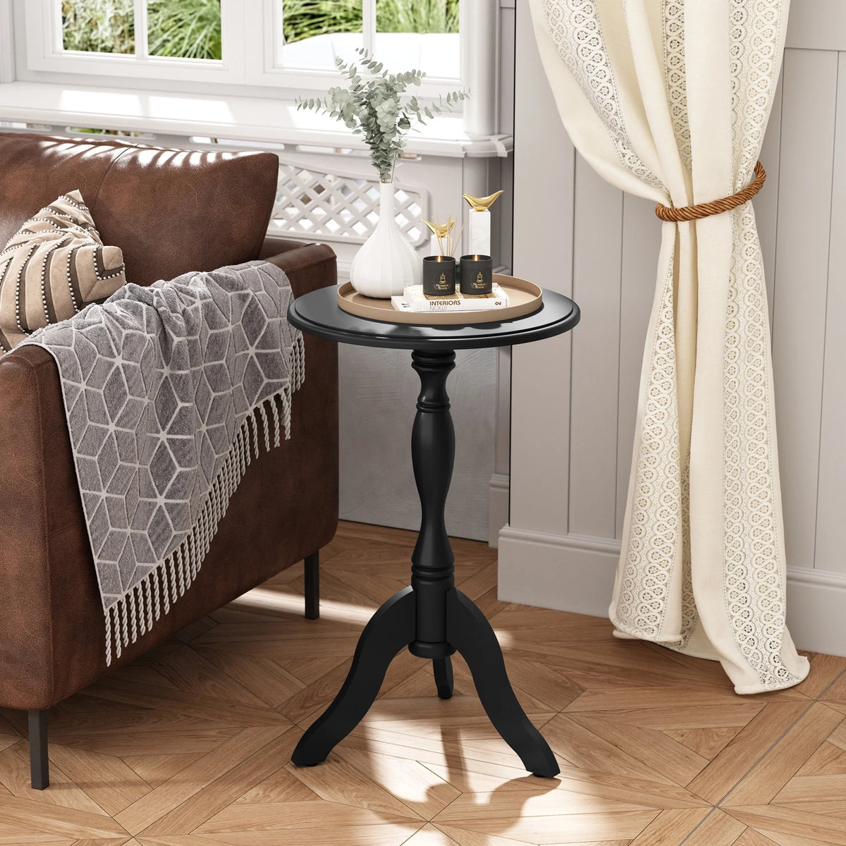 Round Small Wooden End Table D710