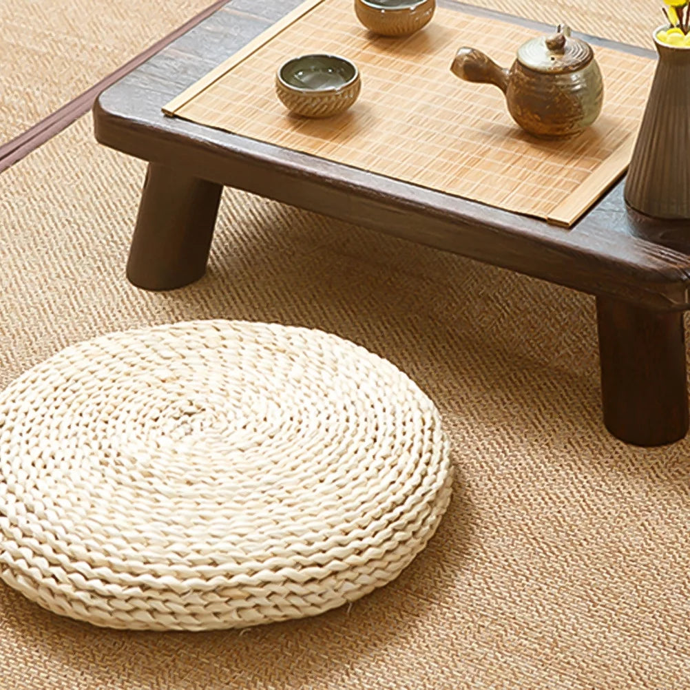 Round Straw Weave Floor Pillow X8859