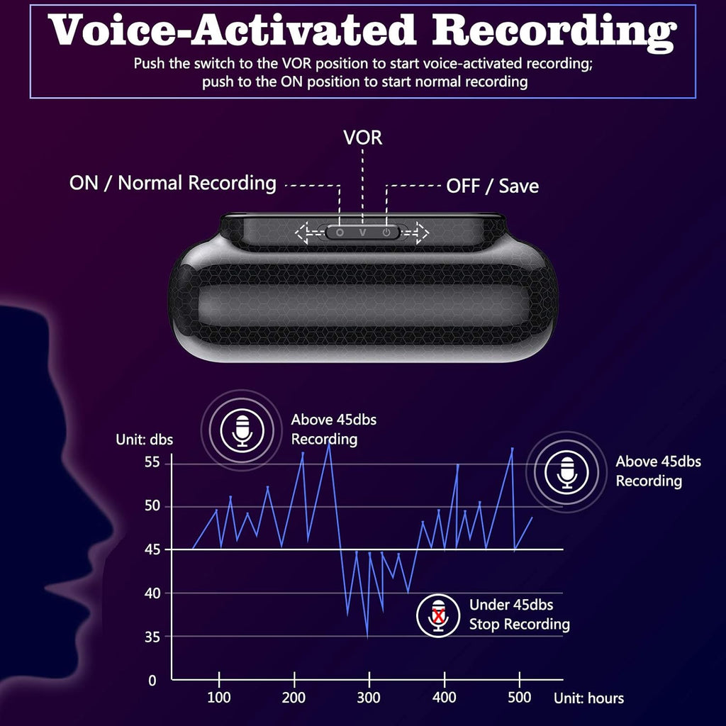 16GB Voice Activated Recorder, Magnetic, Portable Audio Recorder, Pack of 2 H77075