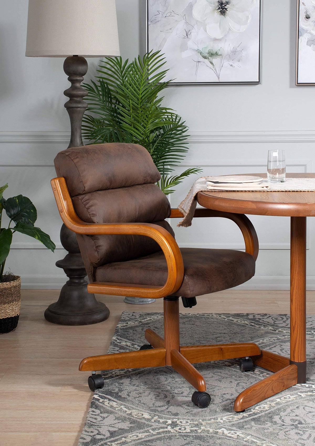 Mid-Back Dining Caster Chair with Arms L998785
