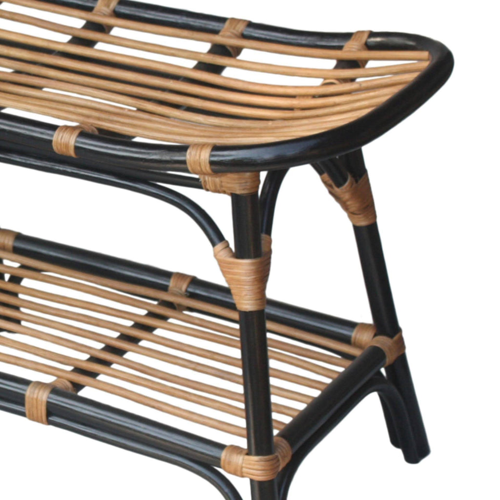 Rattan Bench with Shelf I8486