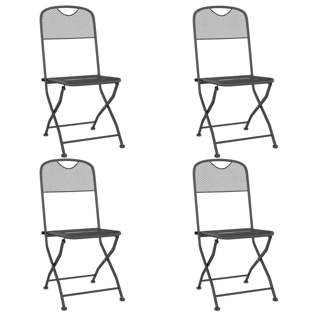Folding Patio Chairs 4 pcs Metal Mesh Anthracite I315187