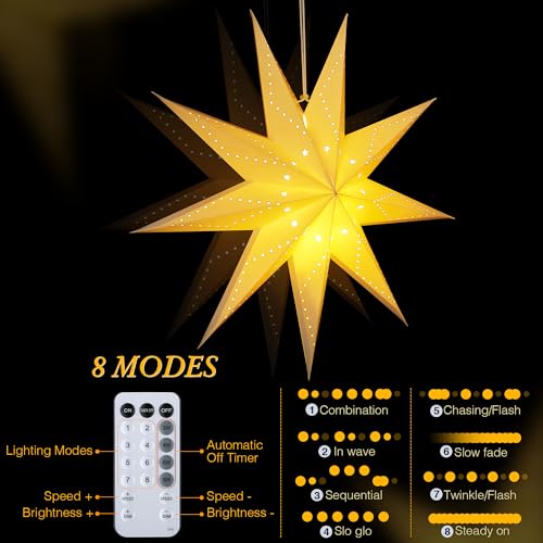 4 Pack 24 Inch Paper Star Lantern with 50 LEDs D4554