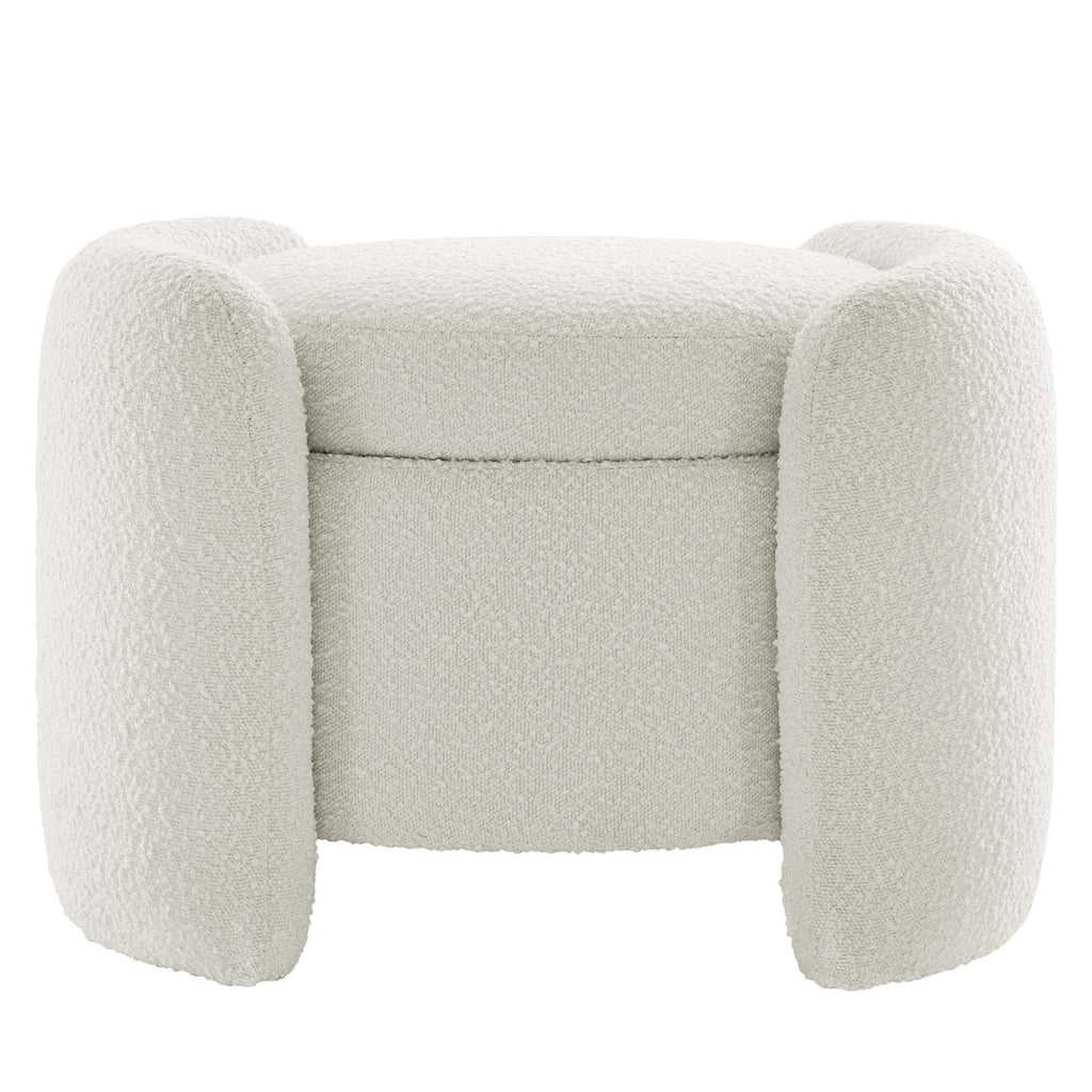 Ivory White Fabric Ottoman Accent Chair K884