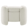 Ivory White Fabric Ottoman Accent Chair K884