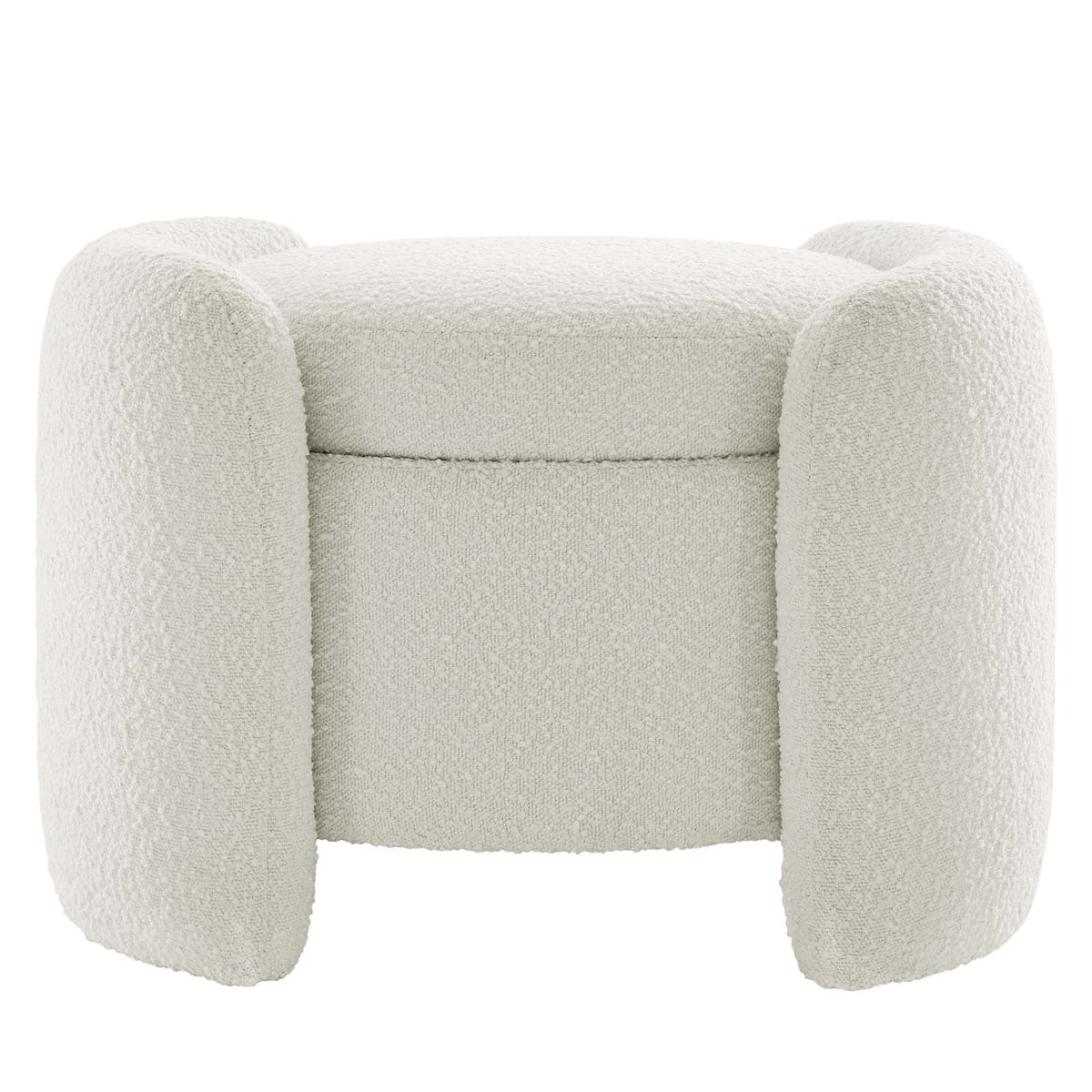 Ivory White Fabric Ottoman Accent Chair K884