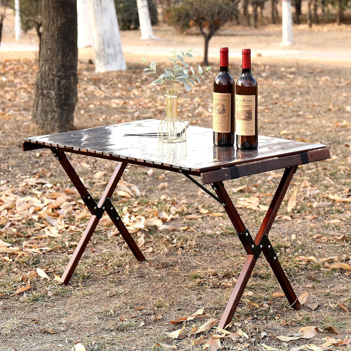 Torched Brown Folding Wood Picnic Table X98171