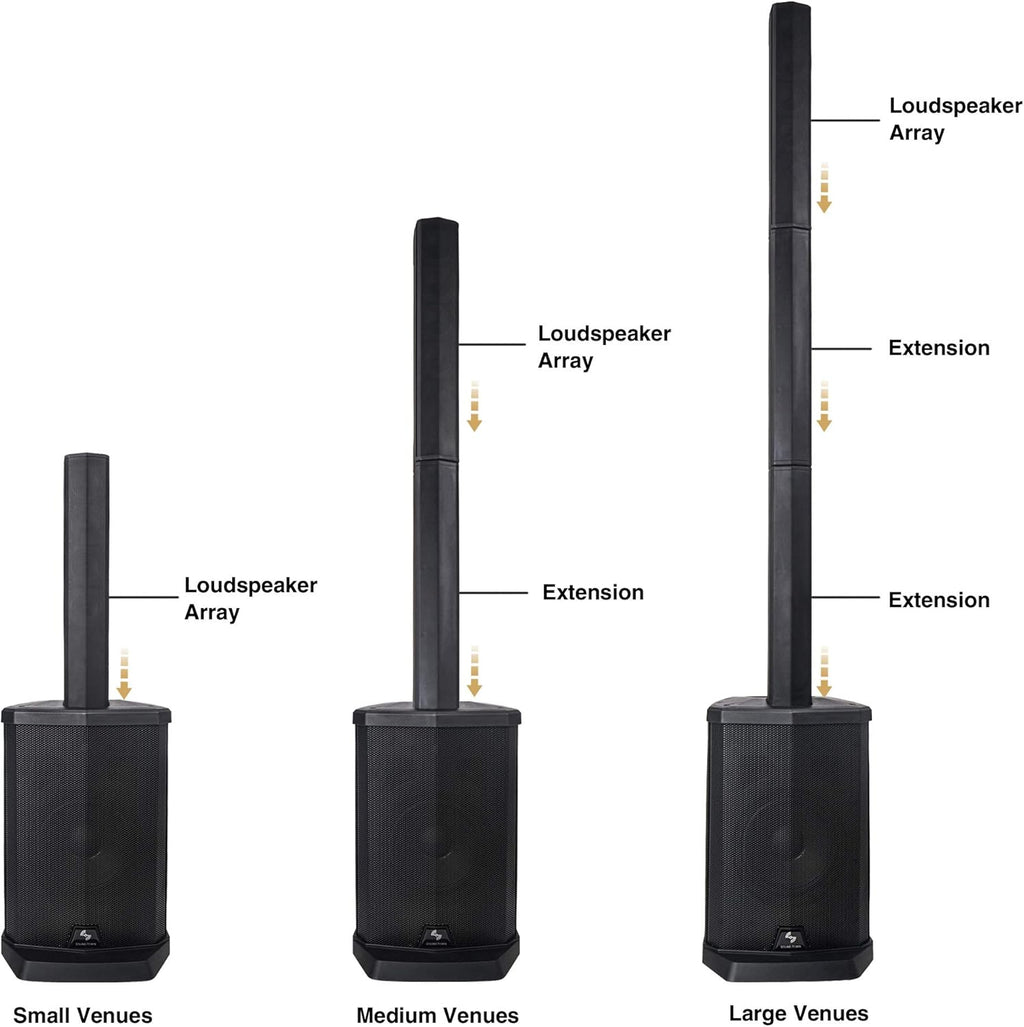 White Pair of Passive Wall-Mount Column Mini Line Array Speakers with 4 x 5” Woofers C669