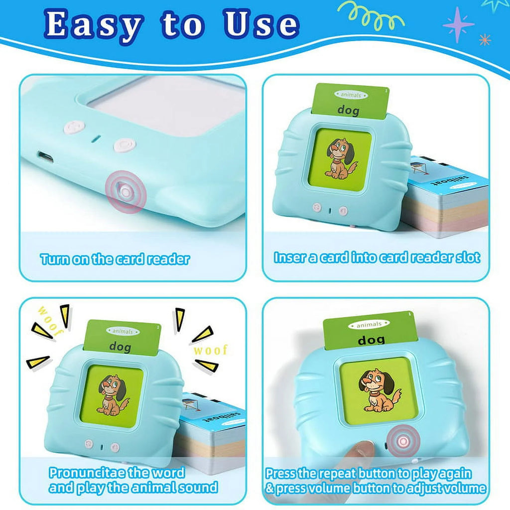 112 Pcs 224 Words Educational Flash Cards (Blue) W642